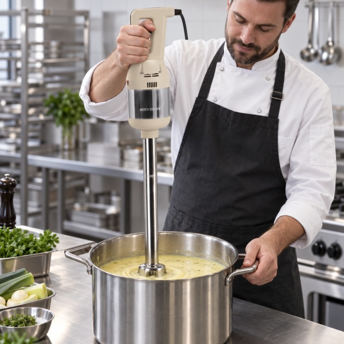 Blender ręczny Resto Quality Premium FM550VV500 z ramieniem 530 mm podczas pracy